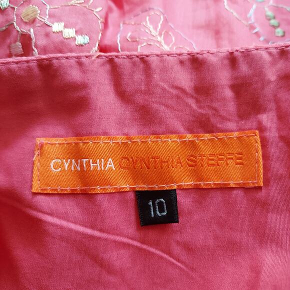 Cynthia Steffe Pink Embroidered Floral Tube Top Dress Size 10 - Picture 12 of 13